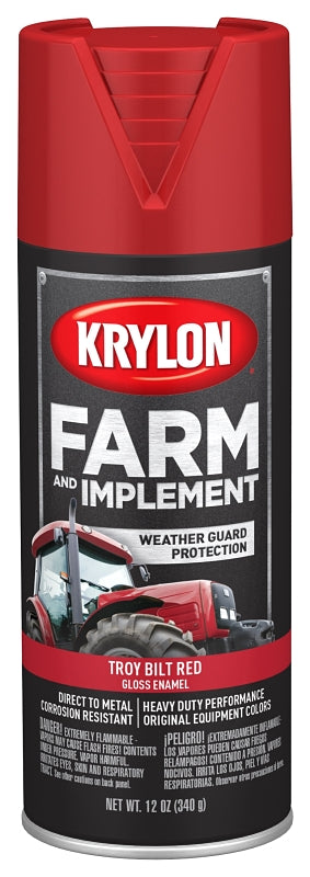 KRYLON Krylon K01960777 Farm Equipment Spray, High-Gloss, Troy Bilt Red, 12 oz Can
