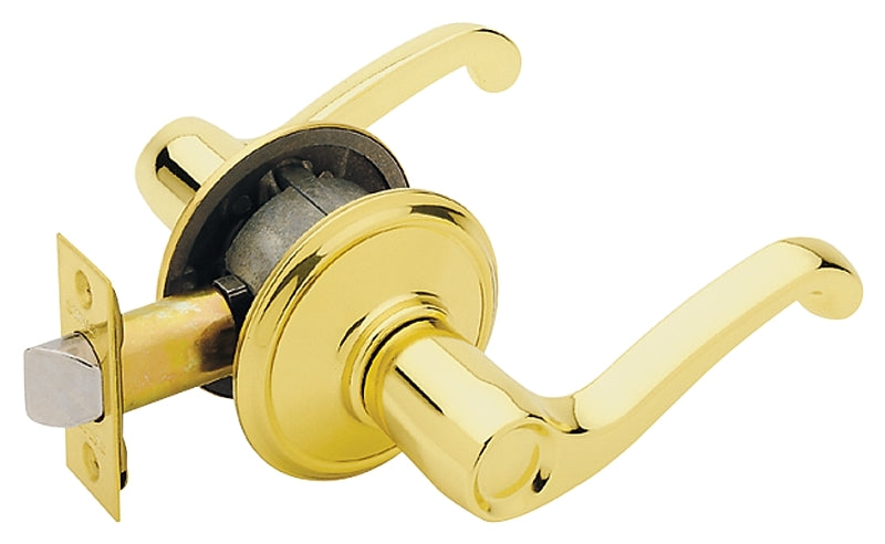 SCHLAGE LOCK Schlage F Series F10V FLA 605 Passage Lever, Mechanical Lock, Bright Brass, Metal, Residential, 2 Grade HARDWARE & FARM SUPPLIES SCHLAGE LOCK