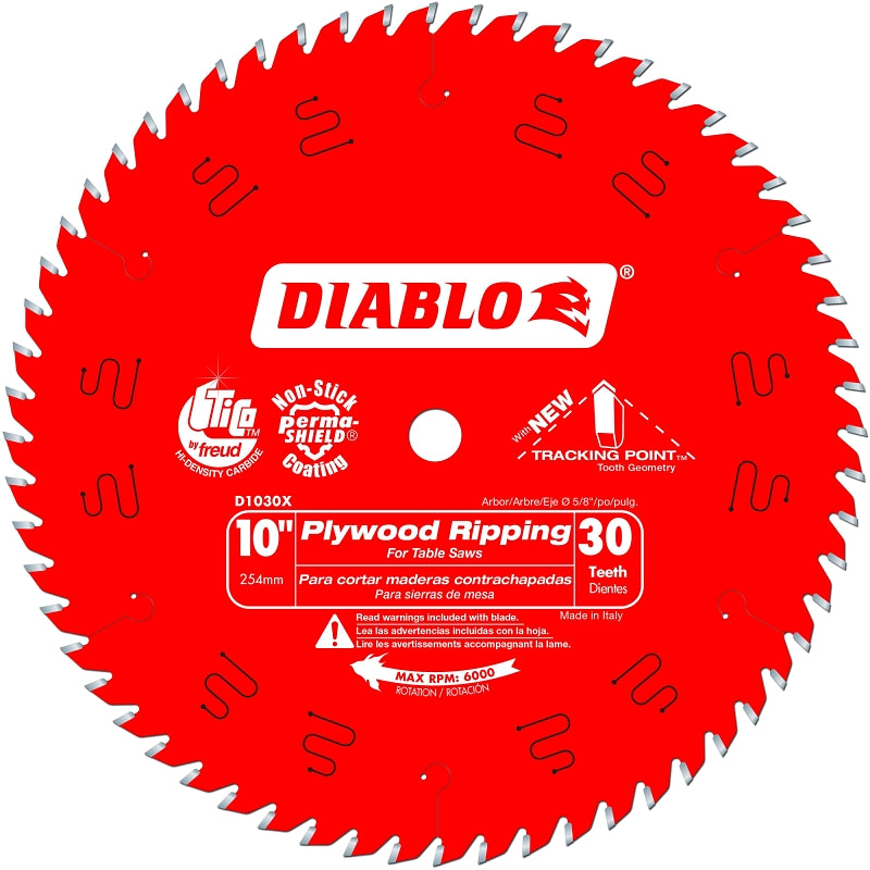 DIABLO Diablo D1030X Circular Saw Blade, 10 in Dia, 5/8 in Arbor, 30-Teeth, Carbide Cutting Edge TOOLS DIABLO