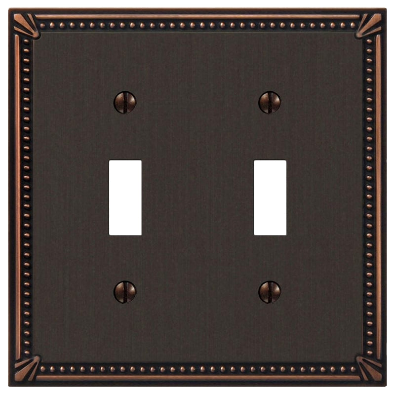 AMERELLE Amerelle Imperial 74TTDB Wallplate, 4-13/16 in L, 4-13/16 in W, 2 -Gang, Metal, Aged Bronze