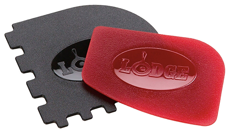 LODGE MFG Lodge SCRAPERCOMBO Scraper Combo Set, 0.65 in L, 4.7 in W, 8-1/4 in H, Polycarbonate, Black/Red HOUSEWARES LODGE MFG