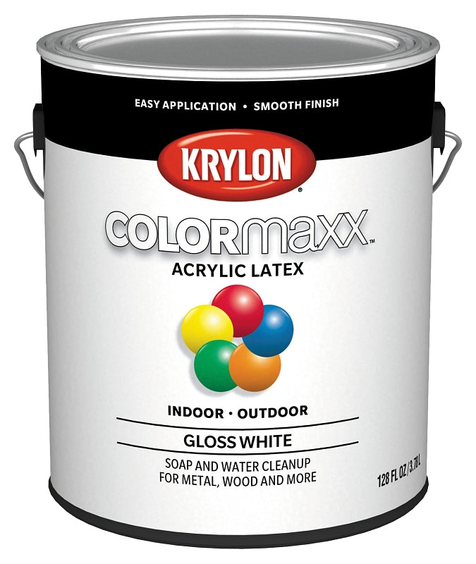 KRYLON Krylon ColorMaxx K05649007 Paint, Gloss Sheen, White, 1 gal