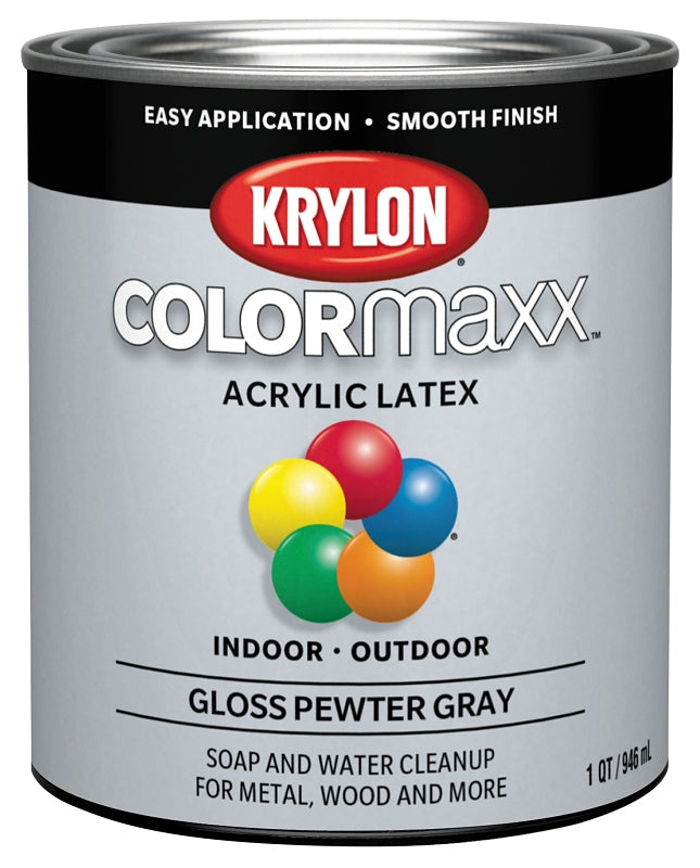 KRYLON Krylon K05644007 Paint, Gloss, Pewter Gray, 32 oz, 100 sq-ft Coverage Area