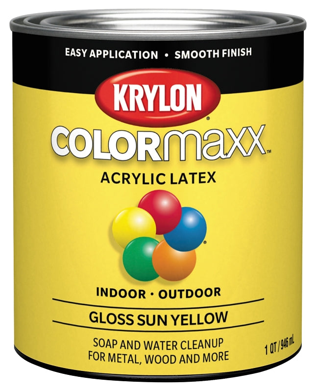 KRYLON Krylon K05645007 Paint, Gloss, Sun Yellow, 32 oz, 100 sq-ft Coverage Area