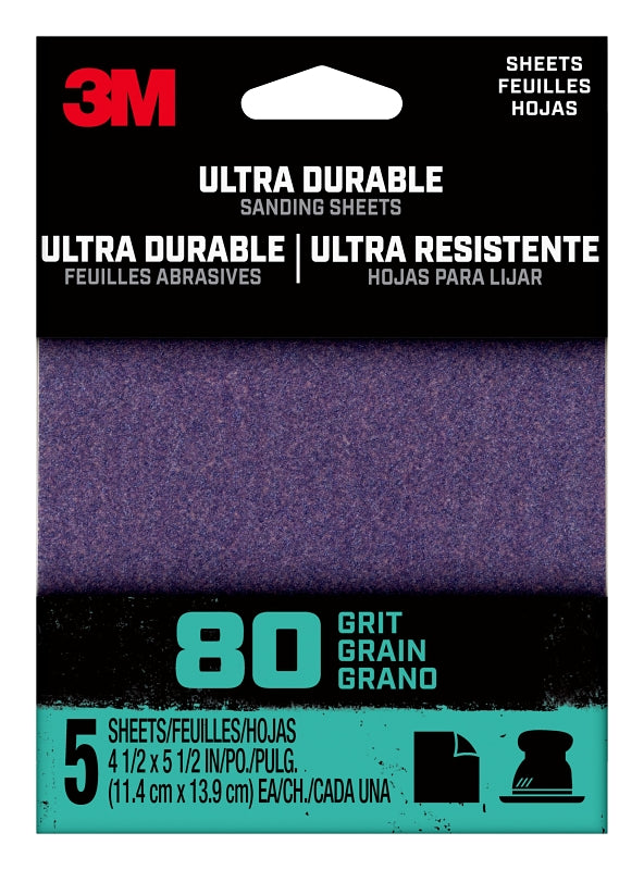 3M 3M 27363 Sandpaper Sheet, 2 in W, 2 in L, 80 Grit, Medium, Aluminum Oxide/Ceramic Abrasive, Cloth Backing TOOLS 3M