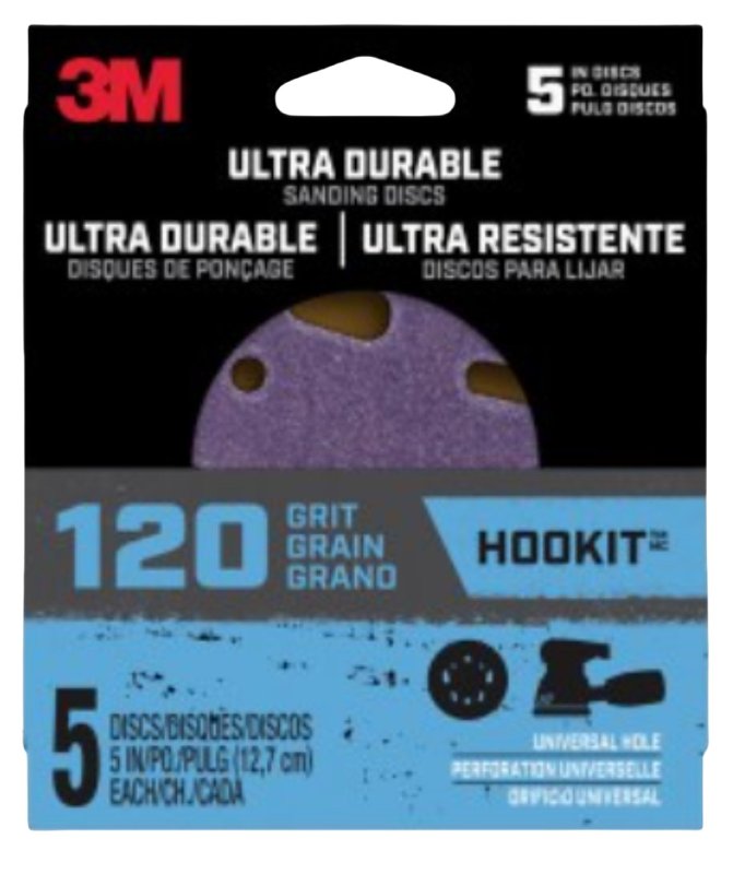 3M 3M 27259 Power Sanding Disc, 5 in Dia, 120 Grit, Medium, 5-Hole, 8-Hole, Ceramic Abrasive