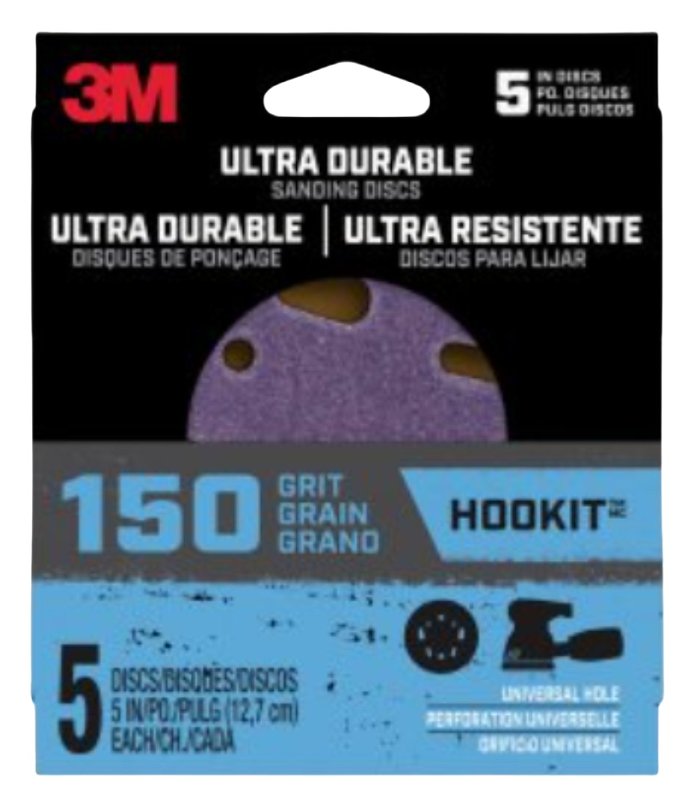 3M 3M 27258 Power Sanding Disc, 150 Grit, 5 in Dia