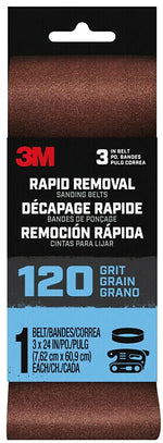 3M 3M 27396 Sanding Belt, 3 in W, 18 in L, 120 Grit, Aluminum Oxide Abrasive TOOLS 3M