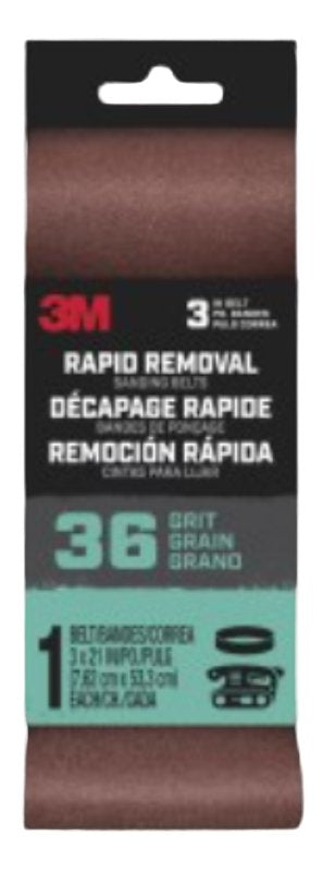3M 3M 27397 Sanding Belt, 3 in W, 21 in L, 36 Grit, Aluminum Oxide Abrasive