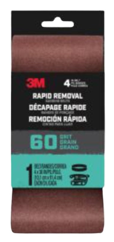 3M 3M 27384 Sanding Belt, 4 in W, 36 in L, 60 Grit, Aluminum Oxide Abrasive TOOLS 3M