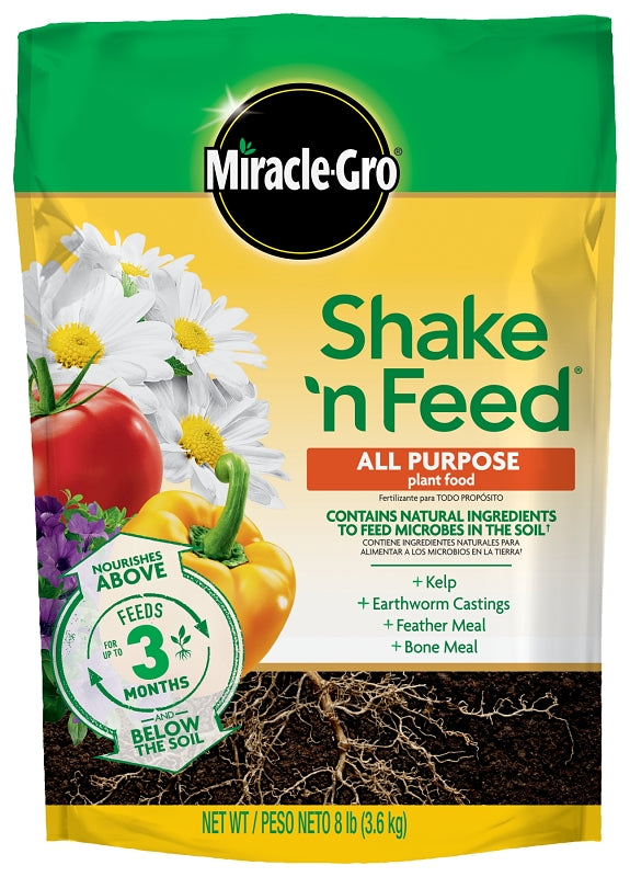 MIRACLE-GRO Miracle-Gro Shake 'n Feed 3002010 All-Purpose Plant Food, 8 lb, Solid, 12-4-8 N-P-K Ratio