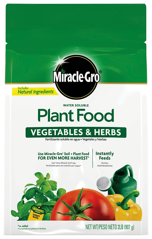 MIRACLE-GRO Miracle-Gro 3003710 Vegetable and Herb Plant Food, 2 lb Bag, Solid, 18-18-21 N-P-K Ratio