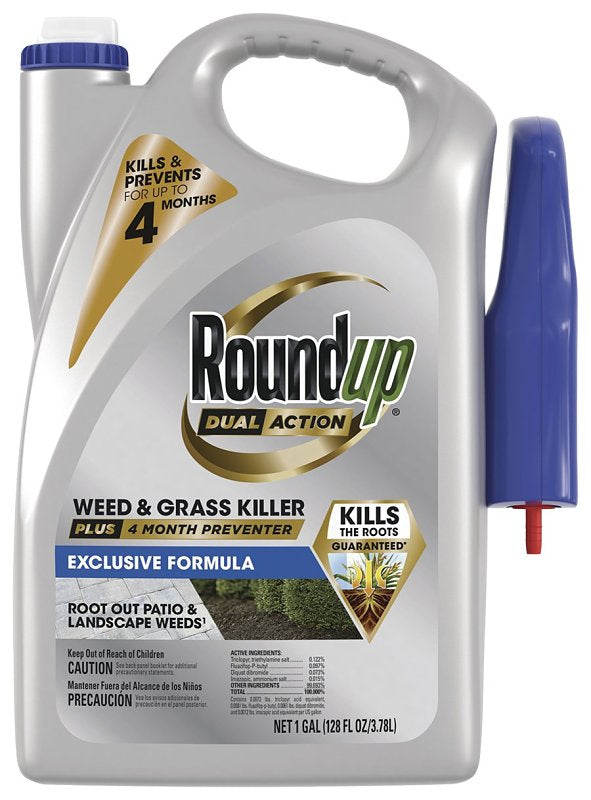 ROUNDUP Roundup 5324504 Dual Action Weed and Grass Killer, Liquid, Trigger Spray Application, 1 gal