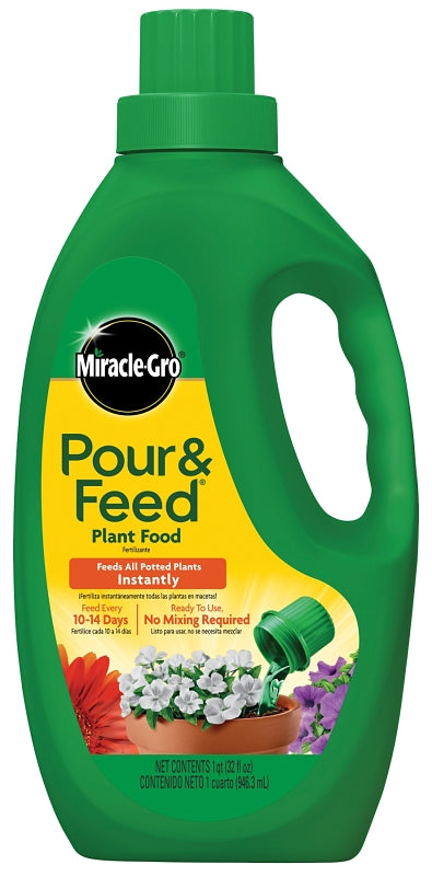 MIRACLE-GRO Miracle-Gro Pour & Feed 1006002 Plant Food, 32 oz Bottle, Liquid, 0.02-0.02-0.02 N-P-K Ratio LAWN & GARDEN MIRACLE-GRO