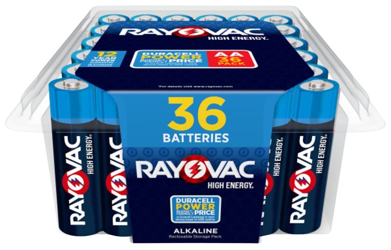 ENERGIZER BATTERY Rayovac HIGH ENERGY 815-36PPK Battery, 1.5 V Battery, 750 mAh, AA Battery, Alkaline