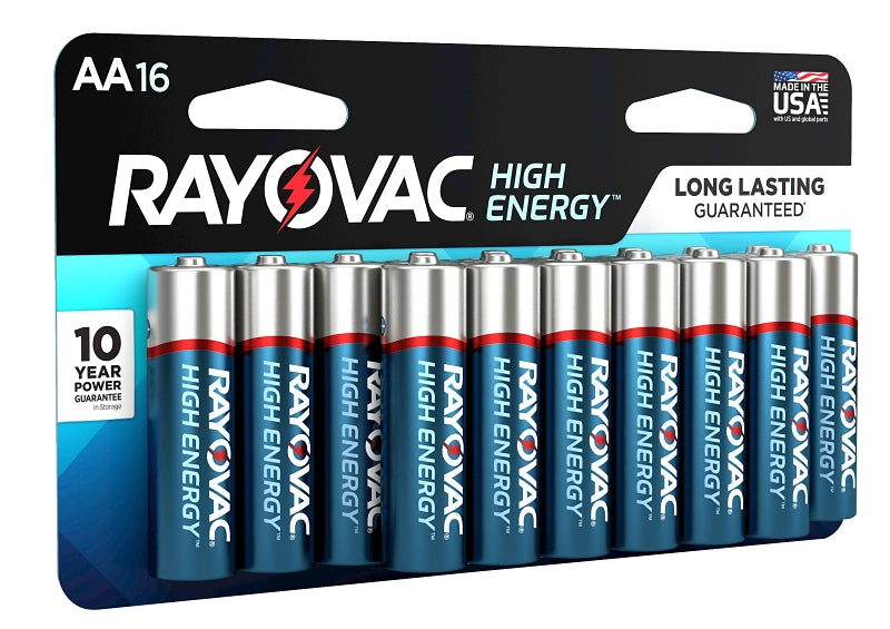 ENERGIZER BATTERY Rayovac 815-16LTK Battery, 1.5 V Battery, 3000 mAh, AA Battery, Alkaline ELECTRICAL ENERGIZER BATTERY