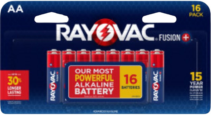ENERGIZER BATTERY Rayovac FUSION 815-16LTFUSK Premium Battery, 1.5 V Battery, 2700 mAh, AA Battery, Alkaline, Zinc, Red/Silver ELECTRICAL ENERGIZER BATTERY