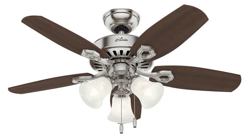 HUNTER Hunter Builder Series 52106 Ceiling Fan, 5-Blade, Brazilian Cherry/Harvest Mahogany Blade, 42 in Sweep, MDF Blade