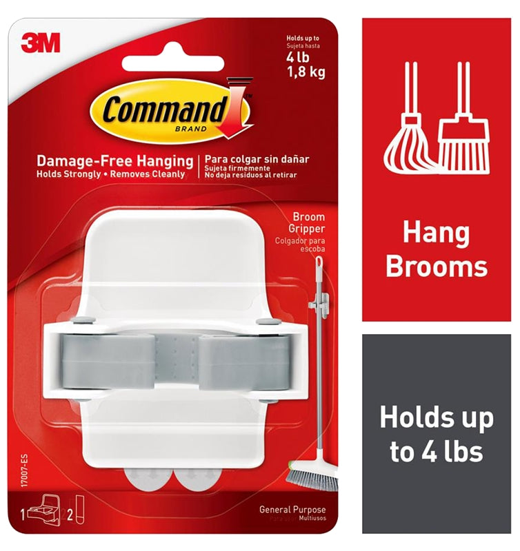 COMMAND Command 17007-ES Large Broom Gripper, 4 lb, 1-Hook, Gray/White HARDWARE & FARM SUPPLIES COMMAND