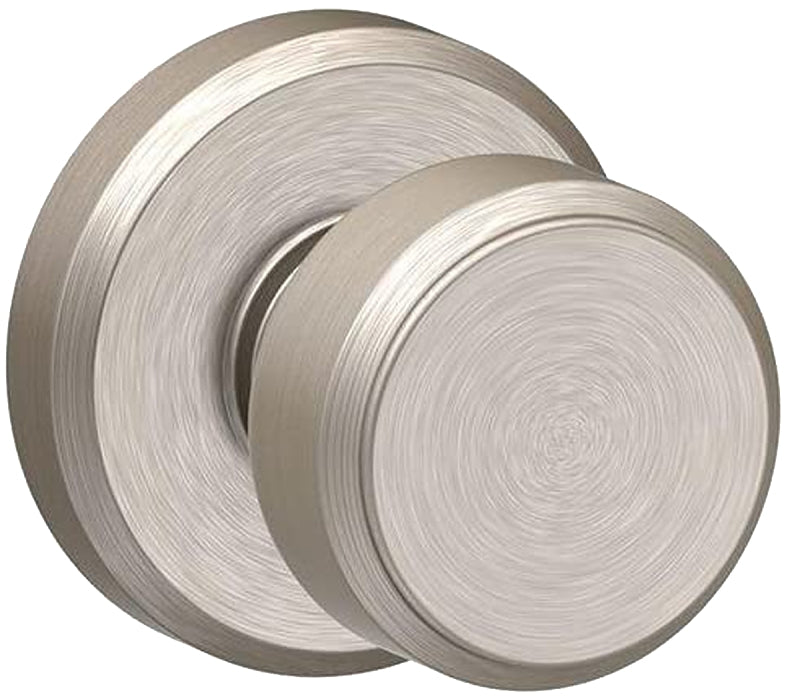 SCHLAGE LOCK Schlage F Series F10VBWE619 Passage Knob, Metal, Satin Nickel, 2-3/8, 2-3/4 in Backset, 1-3/8 to 1-3/4 in Thick Door