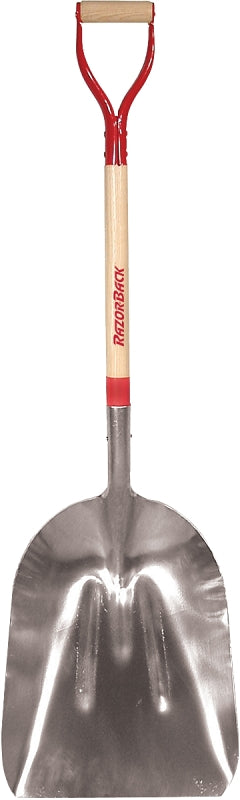 RAZOR-BACK Razor-Back 53128 Scoop Shovel, 15 in W Blade, Aluminum Blade, Wood Handle, D-Shaped Handle, 44-3/4 in OAL