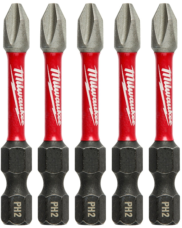 MILWAUKEE Milwaukee SHOCKWAVE 48-32-4602 Power Bit, #2 Drive, Phillips Drive, 1/4 in Shank, Hex Shank, 2 in L, Steel, 5/PK