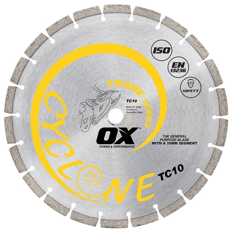AFFINITY TOOL WORKS,LLC OX TRADE TC10 OX-TC10-4.5 Blade, 4-1/2 in Dia, 7/8 to 5/8 in Arbor, Steel Cutting Edge, Segmented Rim TOOLS AFFINITY TOOL WORKS,LLC