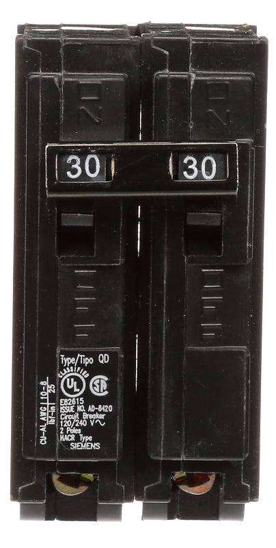 SIEMENS Siemens D230 Circuit Breaker, Low Voltage, QD, 30 A, 2 -Pole, 120/240 VAC, Plug Mounting