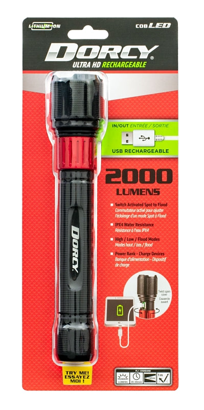 DORCY Dorcy Ultra Series 41-4328 Rechargeable Flashlight with Powerbank, 4000 mAh, Lithium-Ion Battery, LED Lamp, Black ELECTRICAL DORCY
