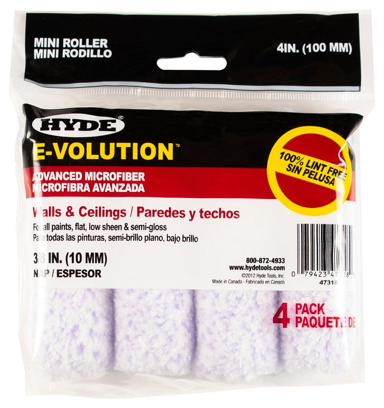 HYDE Hyde 47318 Mini Roller Cover, 3/8 in Thick Nap, 4 in L, 4/PK PAINT HYDE