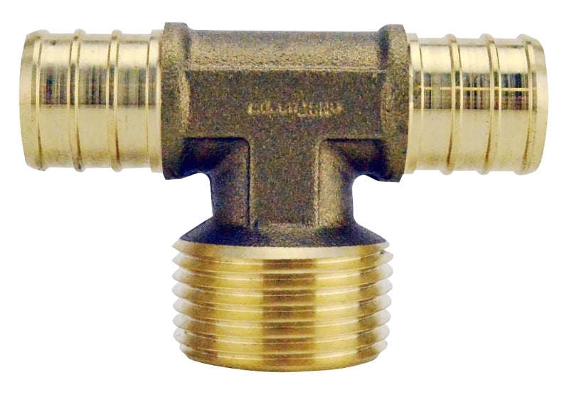 APOLLO Apollo APXMT34 Pipe Tee, 3/4 in, Barb x MPT x Barb, PEX-B, Brass, 200 psi Pressure PLUMBING, HEATING & VENTILATION APOLLO