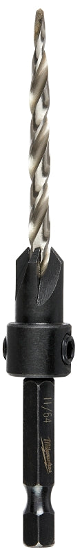 MILWAUKEE Milwaukee 48-13-5001 Countersink with Drill Bit, 11/64 in Dia Cutter, 1/4 in Dia Shank, 4.09 in OAL, Hex Shank, HSS