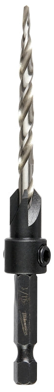MILWAUKEE Milwaukee 48-13-5002 Countersink with Drill Bit, 3/16 in Dia Cutter, 1/4 in Dia Shank, 4.38 in OAL, Hex Shank, HSS