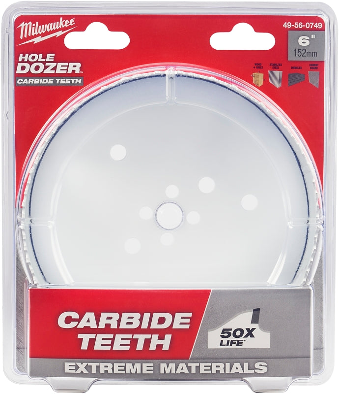 MILWAUKEE Milwaukee 49-56-0749 Hole Dozer, 6 in Dia, 1.62 in D Cutting, 4 TPI, Carbide Cutting Edge