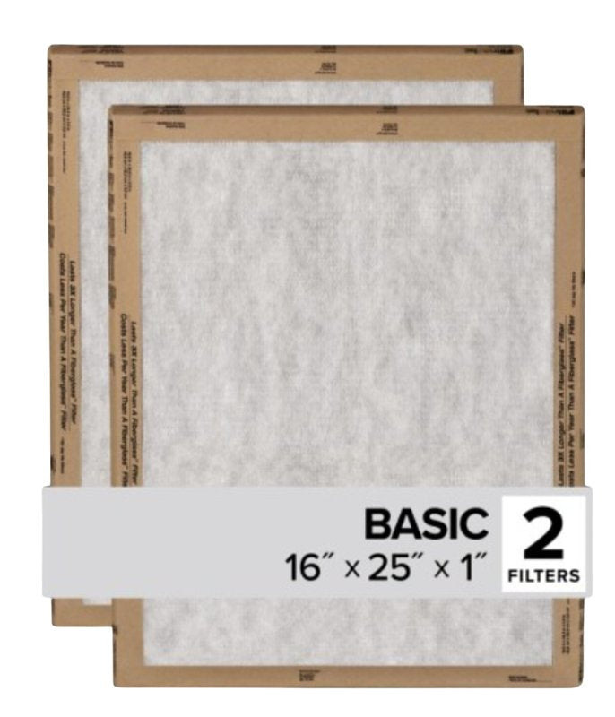 FILTRETE Filtrete FPL01-2PK-24 Air Filter, 25 in L, 16 in W, 2 MERV, For: Air Conditioner, Furnace and HVAC System
