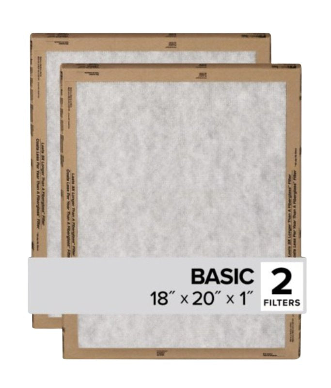 FILTRETE Filtrete FPL45-2PK-24 Air Filter, 20 in L, 18 in W, 2 MERV, For: Air Conditioner, Furnace and HVAC System