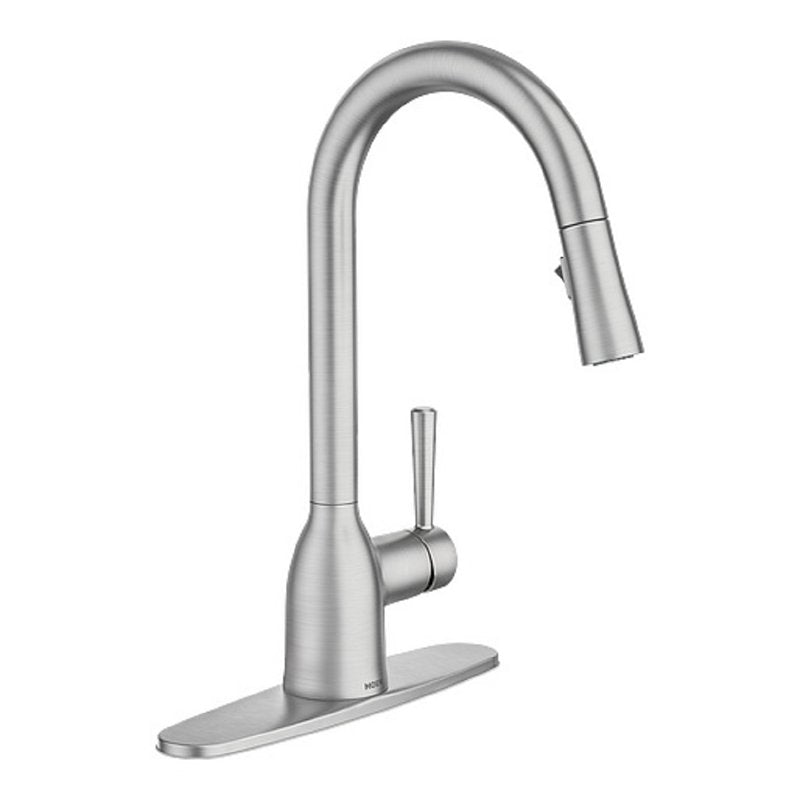 MOEN Moen Adler Series 87233SRS Kitchen Faucet, 1.5 gpm, 1-Handle, 1-Faucet Hole, Polymer/Stainless Steel