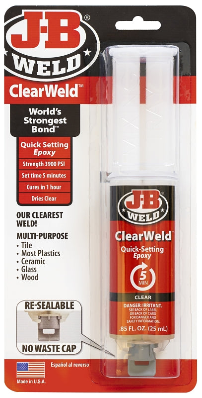 J-B WELD J-B Weld 50112 Epoxy Adhesive, Clear, Liquid, 25 mL Syringe