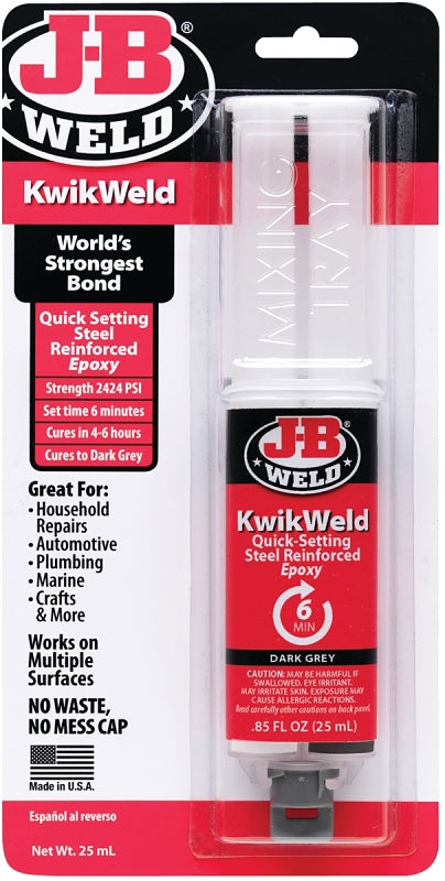 J-B WELD J-B Weld 50176 Epoxy Adhesive, Dark Gray, Solid, 25 mL Syringe