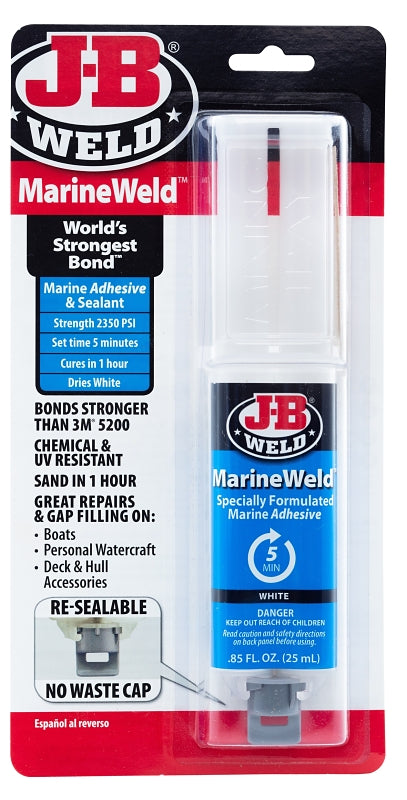 J-B WELD J-B Weld 50172 MarineWeld Epoxy, White, Liquid, 25 mL, Syringe