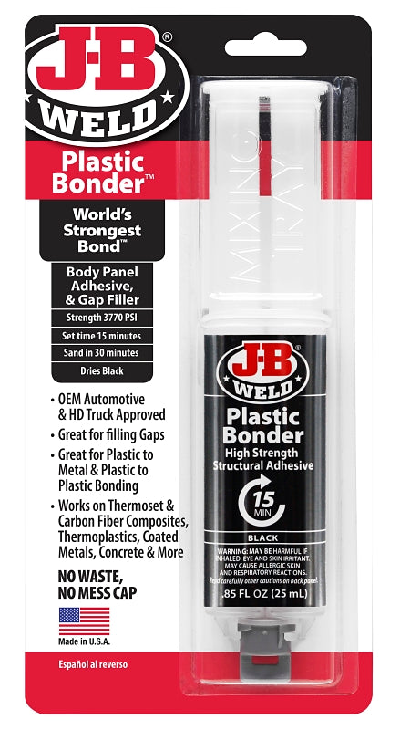 J-B WELD J-B Weld PLASTICBONDER 50139 Epoxy Adhesive, Black, Liquid, 0.85 oz, Syringe PAINT J-B WELD