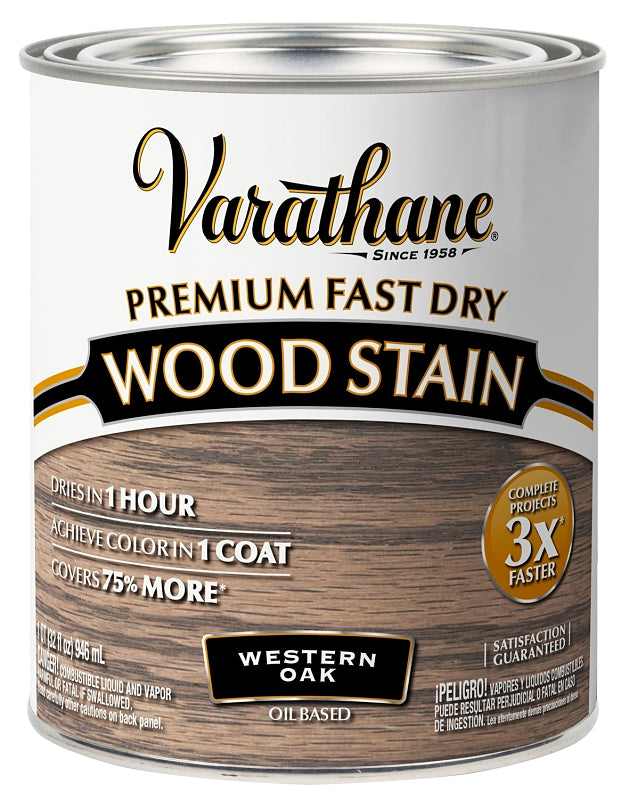 VARATHANE Varathane 370719 Premium Fast Dry Stain, Western Oak, Liquid, 1 qt PAINT VARATHANE
