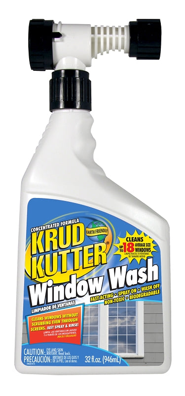 KRUD KUTTER Krud Kutter WW32H4 Window Wash, 32 oz, Bottle, Liquid, Mild
