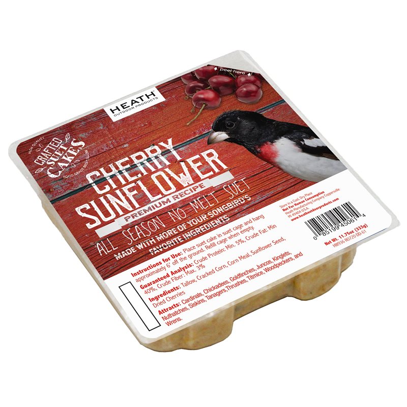 HEATH Heath DDC2-12 Cracked Corn Crafted Suet Cake, 11.75 oz, Cherry Sunflower HARDWARE & FARM SUPPLIES HEATH