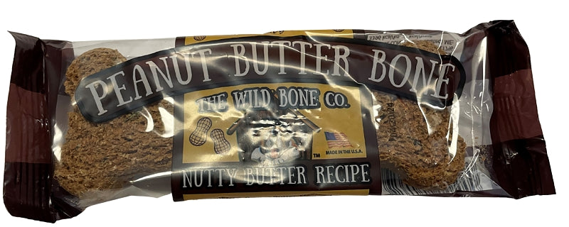 THE WILD BONE CO The Wild Bone Co 1872 Bone Dog Biscuit Treat, Peanut Butter, 1 oz