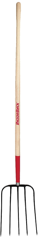 RAZOR-BACK Razor-Back 2826500 Manure Fork, Oval Tine, Steel Tine, Wood Handle, 48-3/4 in L Handle