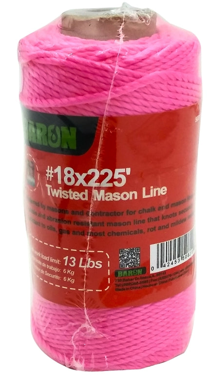BARON Baron 50815 Seine Twine, #18 Dia, 225 ft L, 13 lb Working Load, Polypropylene, Neon Pink HARDWARE & FARM SUPPLIES BARON