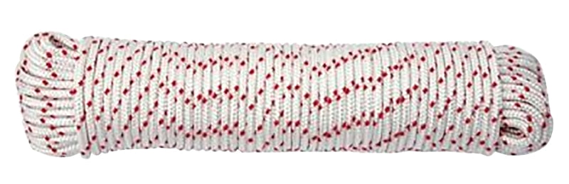 BARON Baron 52012 Rope, 5/16 in Dia, 50 ft L, 180 lb Working Load, Polyester, Red/White HARDWARE & FARM SUPPLIES BARON