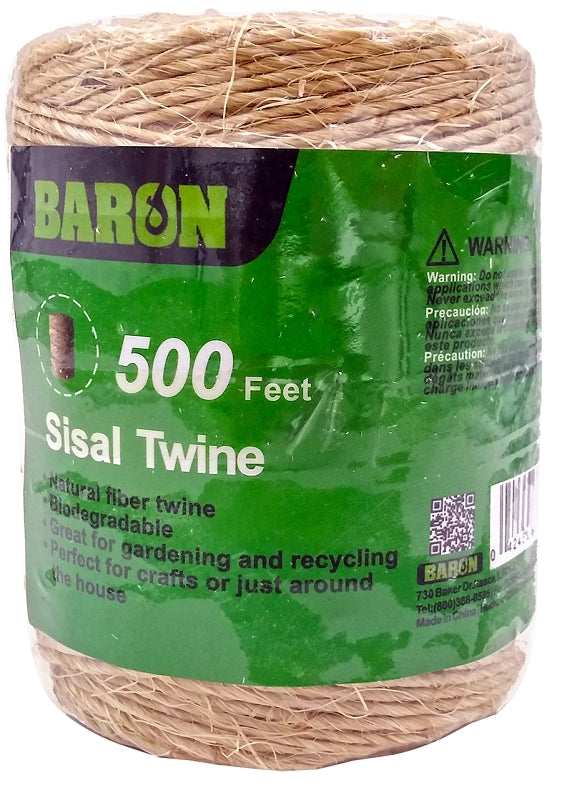 BARON Baron 60106 Twine, 500 ft L, Sisal, Natural