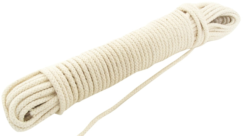 BARON Baron 13681 Rope, 7/32 in Dia, 100 ft L, 11 lb Working Load, Cotton/Poly, Cream